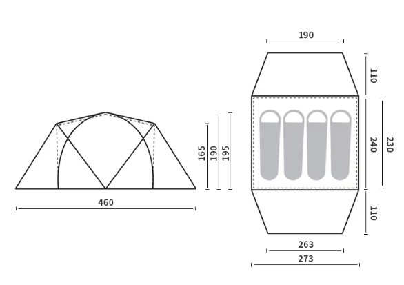 Палатка Naturehike KOTA 4, 4-местная, алюминиевый каркас, олива