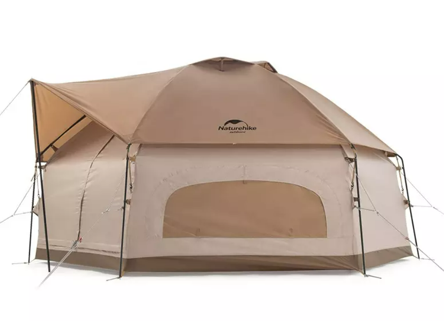 Палатка Naturehike Hexagon шестиугольная 4-местная, алюминиевый каркас, песочный