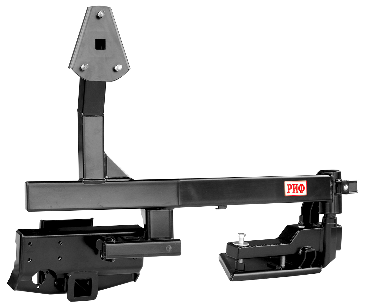 Калитка РИФ с фаркопом в штатный задний бампер Toyota Land Cruiser 200 2008-2015 под штатное колесо, с подсветкой номера