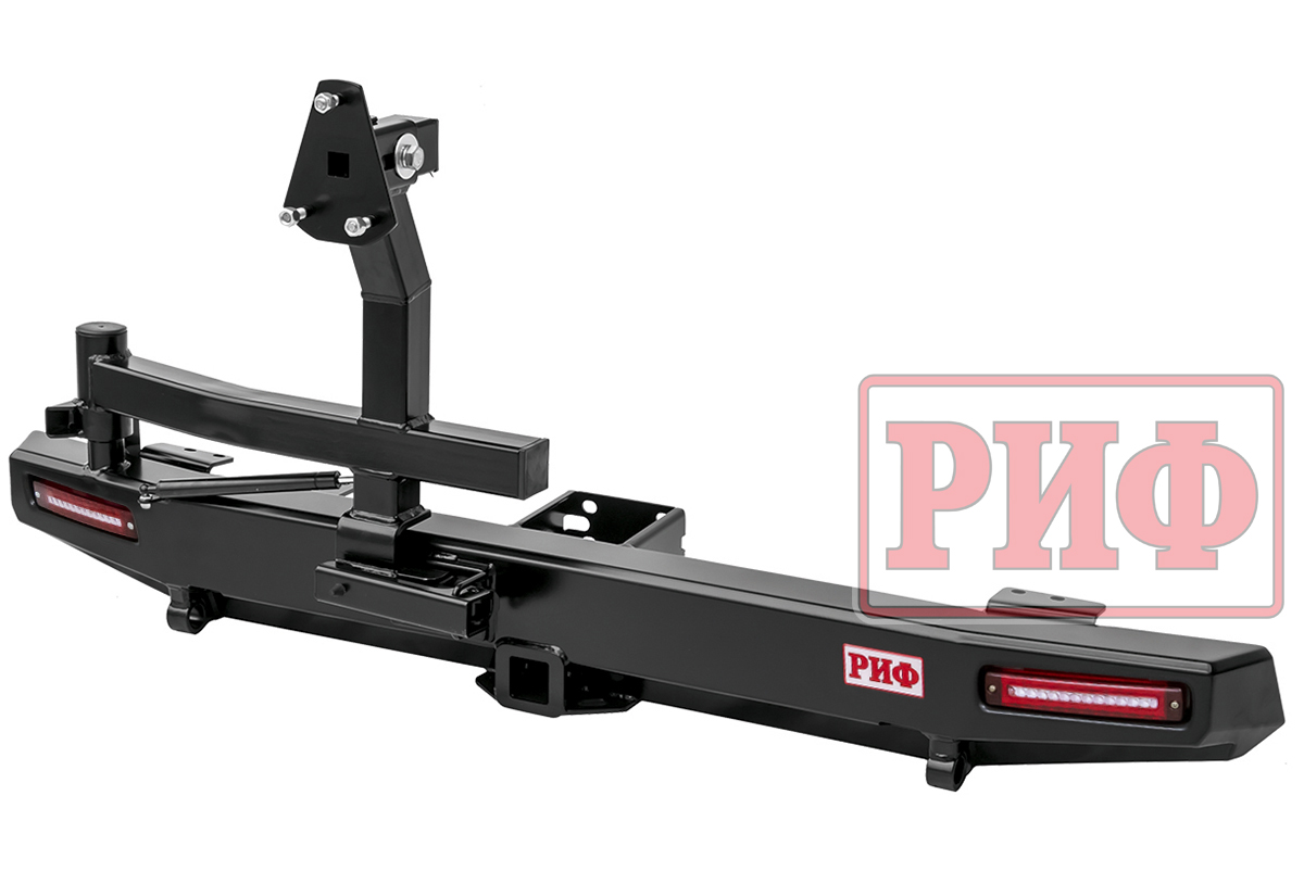 Бампер РИФ задний УАЗ Хантер с квадратом под фаркоп, фонарями, калиткой слева, подсветкой номера, стандарт