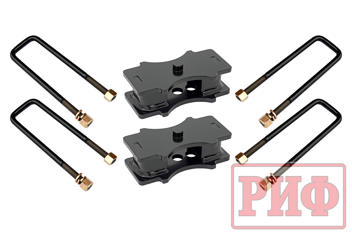 Комплект РИФ стремянок и проставок для лифта рессор на 40 мм Toyota Hilux 2004+, Nissan Navara D40, Mitsubishi L200 2015-2023, Toyota Tundra 2007+, Isuzu D-Max