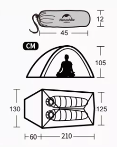 Палатка Naturehike Cloud Up Si 2-местная, алюминиевый каркас, зеленый