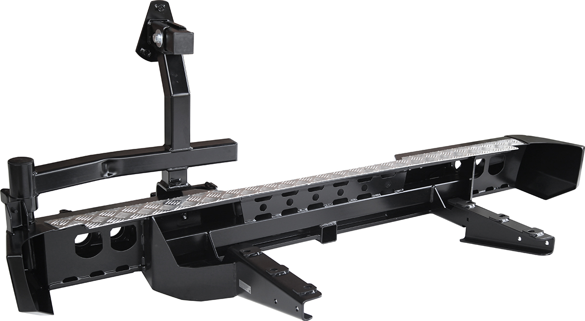 Бампер РИФ силовой задний для ГАЗ Соболь с квадратом под фаркоп, калиткой и фонарями стандарт