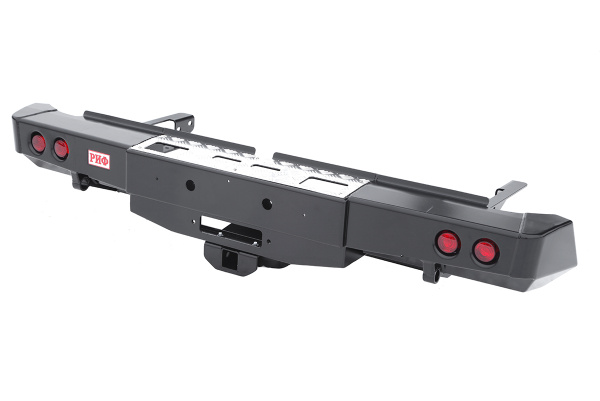 Бампер РИФ силовой задний Toyota Hilux 2015+ с площадкой под лебёдку, квадратом под фаркоп и фонарями