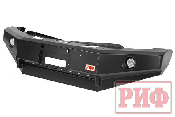 Бампер РИФ передний Mitsubishi L200 2005+/Pajero Sport с доп. фарами без кенгурина