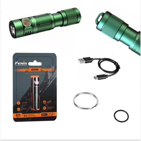 Фонарь Fenix E05R зелёный 400 люмен