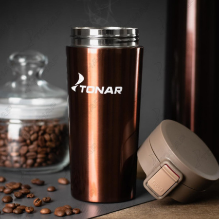 Термос-кружка ТОНАР 400 мл., коричнево-кофейный