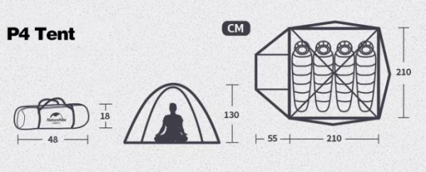 2 Палатка Naturehike P-Series 4-местная, алюминиевый каркас, желтая