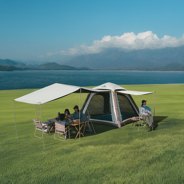 1 Палатка Naturehike Ango Air Pro, 4-местная, быстросборная, надувной каркас, коричневая