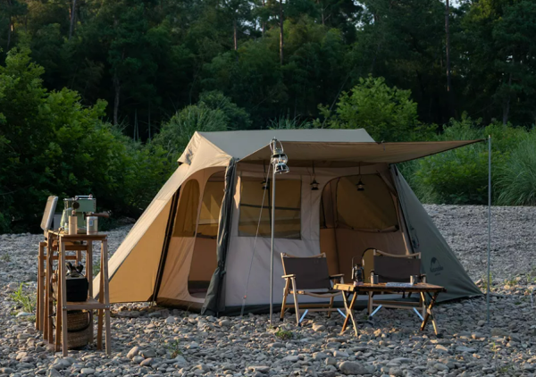 Палатка Naturehike Village 5.0 4-местная, алюминиевый каркас, снежная юбка, зеленая