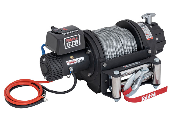 Лебёдка электрическая 12V Runva EWB25000S влагозащищенная, стальной трос