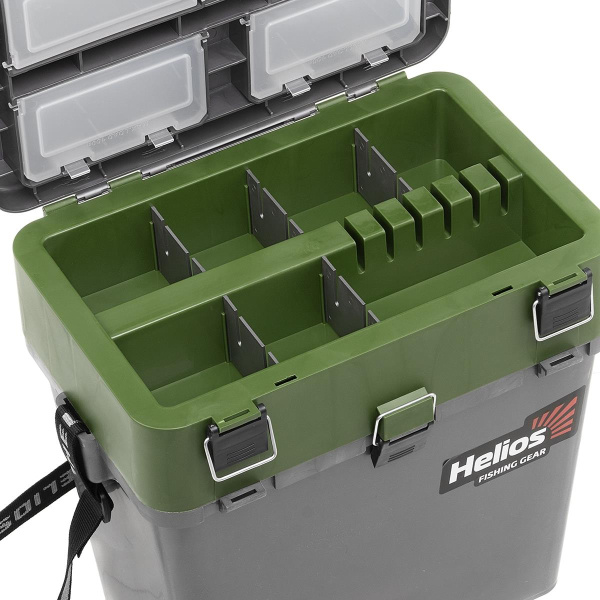 Ящик рыболовный зимний HELIOS, 19 л, серый/хаки