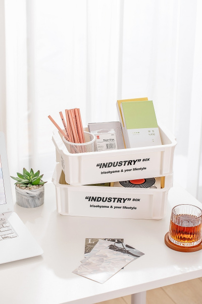 Контейнер IRIS для хранения, с крышкой, 20,5х34,5х11 см, белый