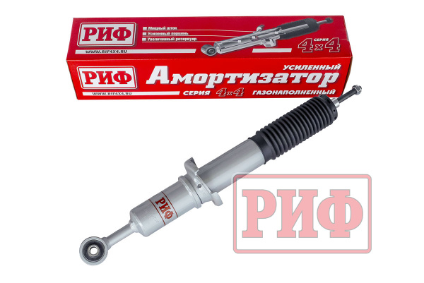 Амортизатор усиленный РИФ передний газовый Toyota Hilux 2005-2014, Sollers ST6, Jac T6 штатный и лифт 0- 45 мм