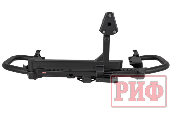 Бампер РИФ силовой задний Toyota Land Cruiser 200 2007-2015 c квадратом под фаркоп, калиткой и подсветкой номера, стандарт