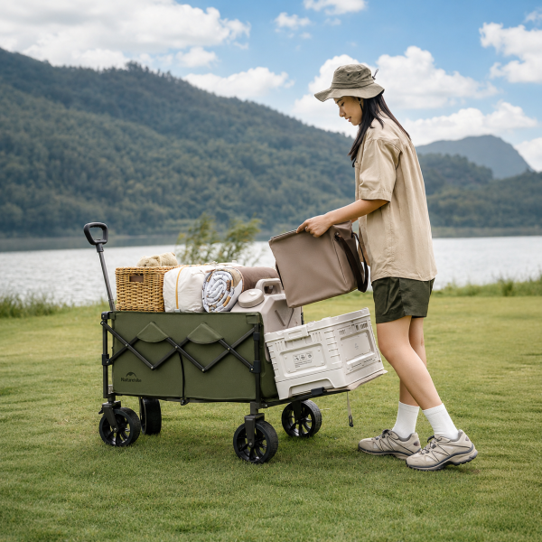 Тележка туристическая Naturehike Light 76х45х93 см, 70+50 л, зеленая