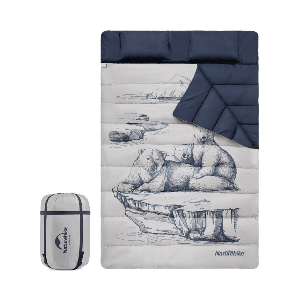 Мешок спальный Naturehike M Series DBL250, с подушками 215х145 см, (ТК: +15C), серо-синий