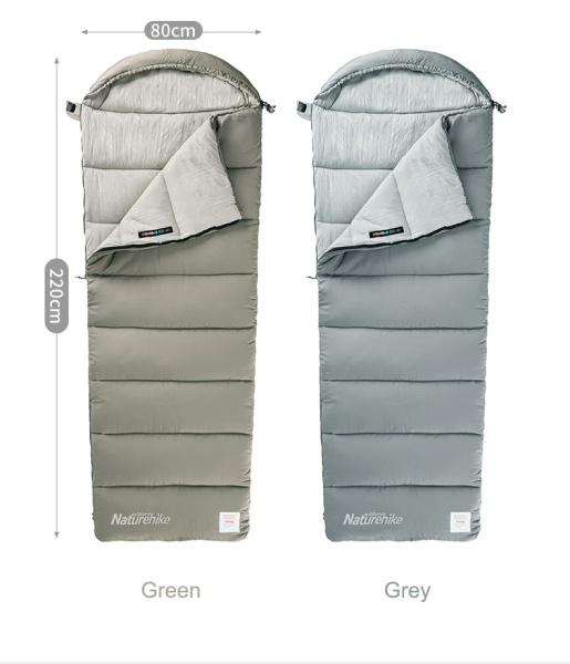 Мешок спальный Naturehike Envelope M180, (190+30)х80 см, (правый) (ТК: +12C), зеленый
