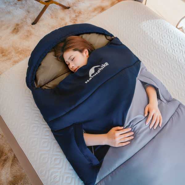 Мешок спальный Naturehike Sunny Day PL02 U450, (190+30)х80 см, (левый) (ТК: +4C), серо-голубой