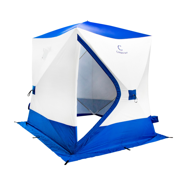 Палатка зимняя куб СЛЕДОПЫТ, 2,15х2,15 м, 3 слоя, синий/белый