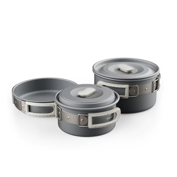 Набор посуды Naturehike туристический 3 предмета, алюминий, серый