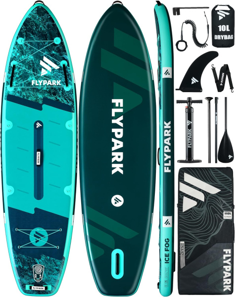 Сапборд надувной FLYPARK ICE FOG 335x89x15 см бирюзовый-голубой