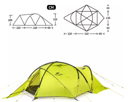 Палатка Naturehike Igloo Alpine, 2-местная, жёлтая