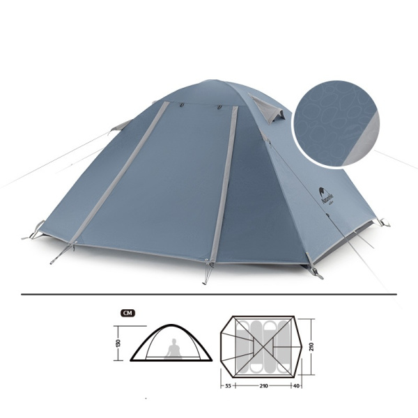 Палатка Naturehike P-Series 4-местная, алюминиевый каркас, голубая