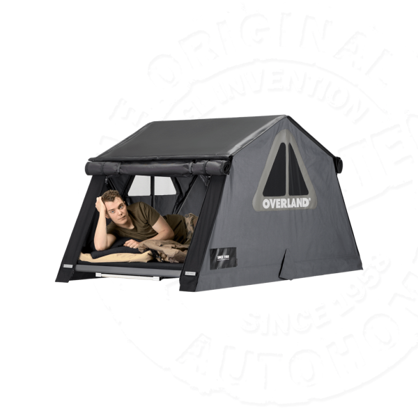 Палатка на крышу автомобиля AUTOHOME OVERLAND SMALL SAFARI EXPLORER, тент серый, лестница 220 мм