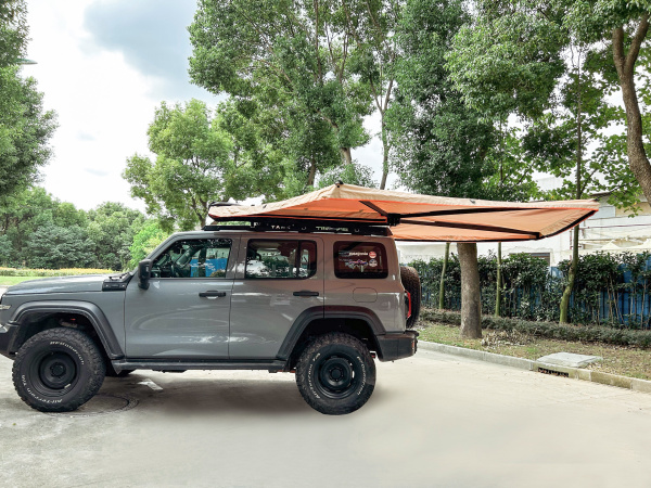 Маркиза автомобильная РИФ веерная, безопорная 2,5х2,5 м (левая)