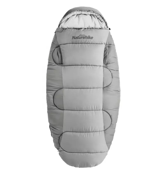 Мешок спальный Naturehike Oval PS300, 220х95 см, (правый) (ТК: +4C), серый