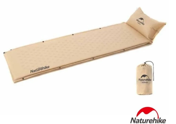 Коврик самонадувающийся с подушкой Naturehike, 296х65х3 см, желтый