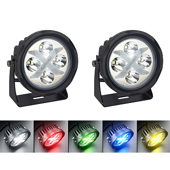 Светодиодные фары дальнего света AURORA 102 мм 40W с RGB подсветкой (комплект 2 шт)