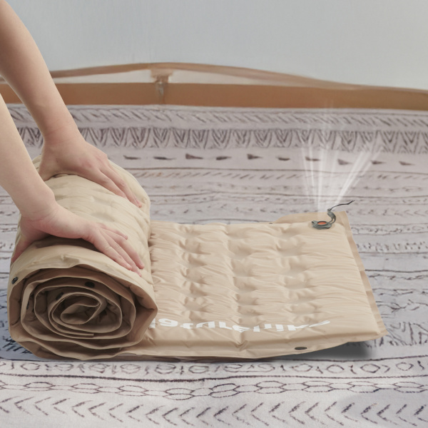 Коврик самонадувающийся Naturehike двойной 200х130х6 см, с подушками, бежевый