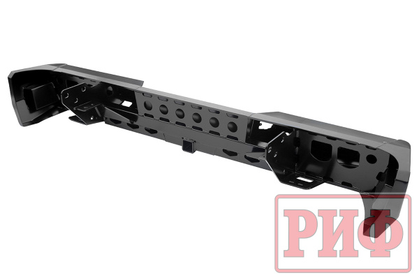 Бампер РИФ силовой задний Toyota Tundra 2007-09.2013 с квадратом под фаркоп и фонарями
