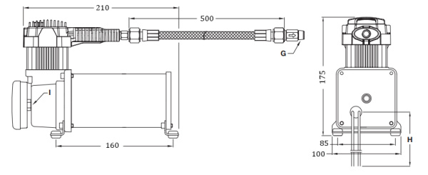 Компрессор автомобильный стационарный YURUI 24В 47 л/мин 10 атм