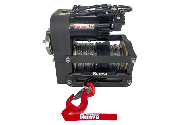 Лебёдка автомобильная электрическая 12V Runva 14000 lbs 6350 кг двухмоторная (синтетический трос)