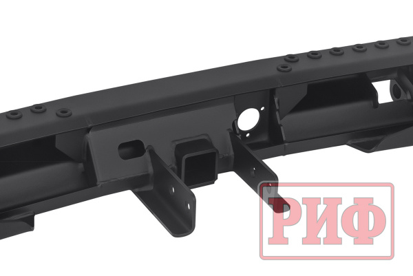 Бампер задний силовой/защита штатного бампера РИФ УАЗ Патриот 2015+ с квадратом под фаркоп, стандарт