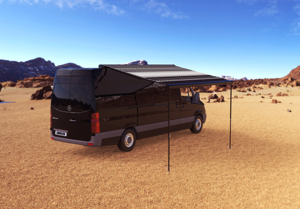 Маркиза автомобильная РИФ 4,0х2,5 м кассетная с электроприводом, корпус черный.