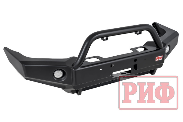 Бампер РИФ силовой передний TLC Prado 120 c доп. фарами, центр. дугой, защитой бачка омывателя