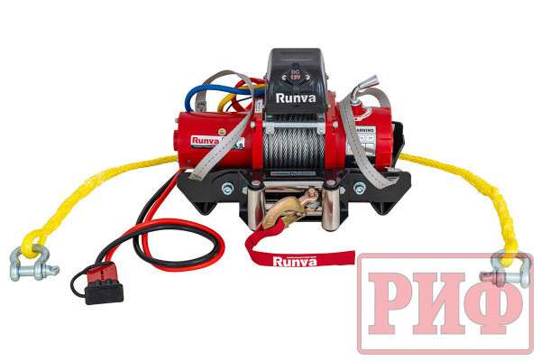 Лебёдка переносная РИФ 9.5XS c облегчённой площадкой и проводами в сборе, короткий барабан, стальной трос