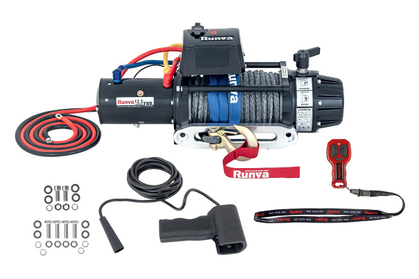 Лебёдка автомобильная электрическая 12V Runva EWB12500SSR 5670 кг (влагозащищенная) синтетический трос