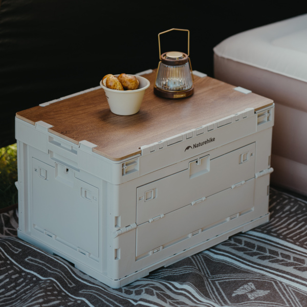 Ящик туристический Naturehike 52 л, трансформер, со столешницей, бежевый