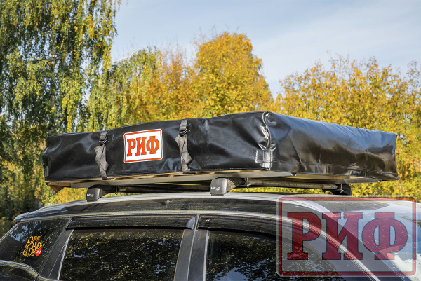 Палатка на крышу автомобиля РИФ Soft RT01-140W, тент песочный, корпус черный, 240х140х130 см