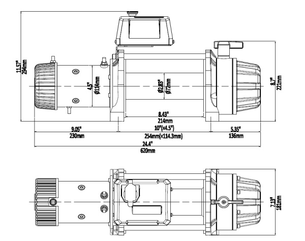 Лебёдка автомобильная электрическая 12V Runva EWB13500MAXSSR 6136 кг MAX влагозащищенная, синтетический трос
