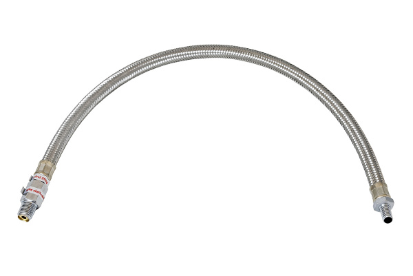 Шланг метализированый 50 см с обратным клапаном, 1/8" (папа) х 1/4" (папа)